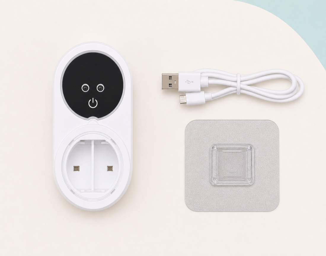BrushVault z przewodem USB i elementem montażowym